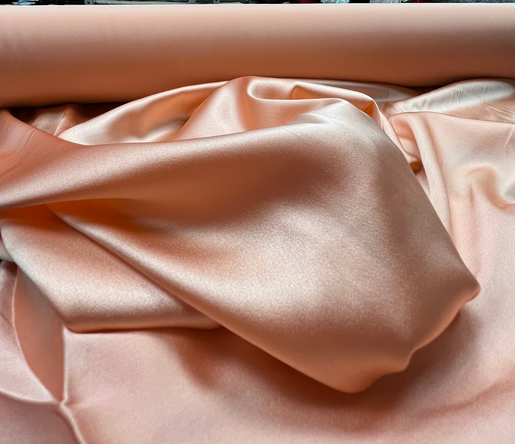 Mini Hammered Silk Charmeuse - Peach Blush - Fabric by the Yard