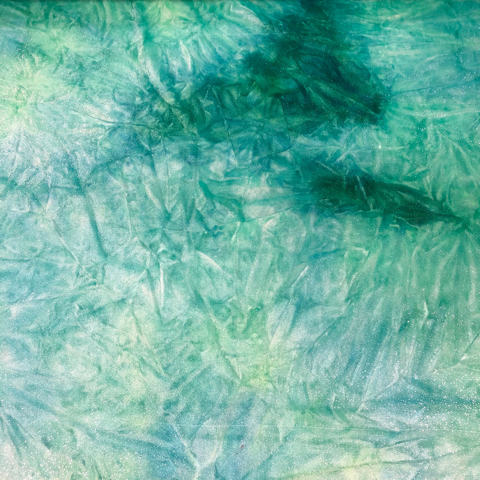 Tie-Dye Green + Silver Glitter - Ice Crushed Velvet