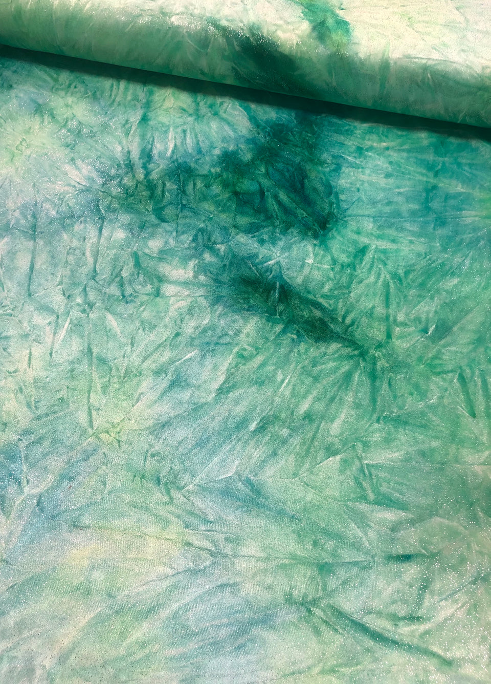 Tie-Dye Green + Silver Glitter - Ice Crushed Velvet