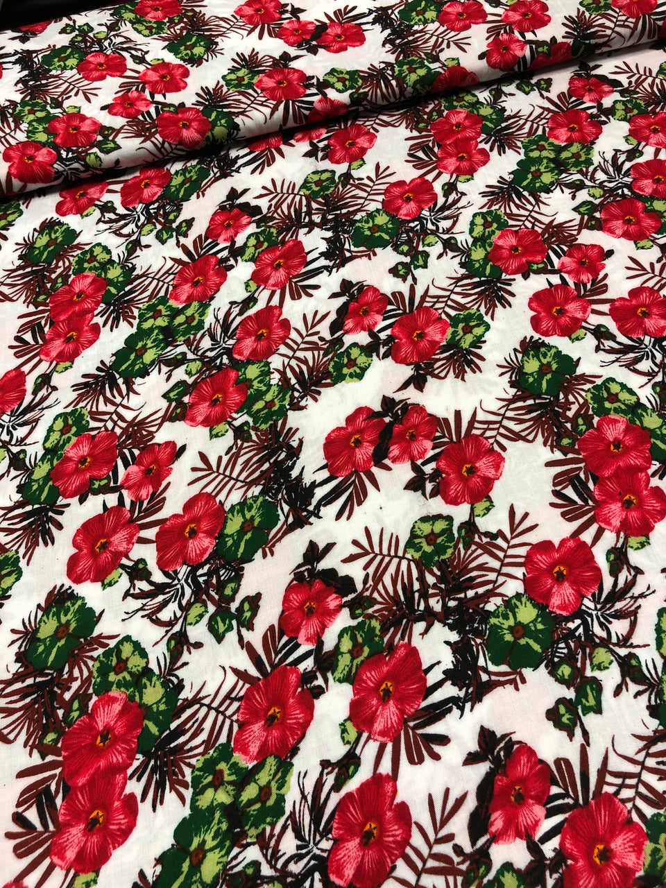 Red & Green Floral - Rayon