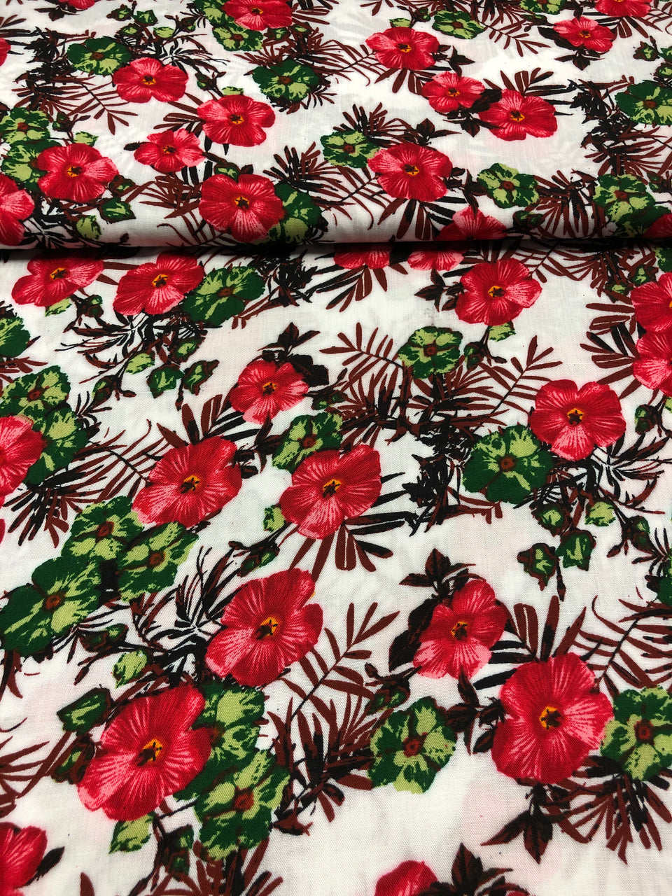 Red & Green Floral - Rayon